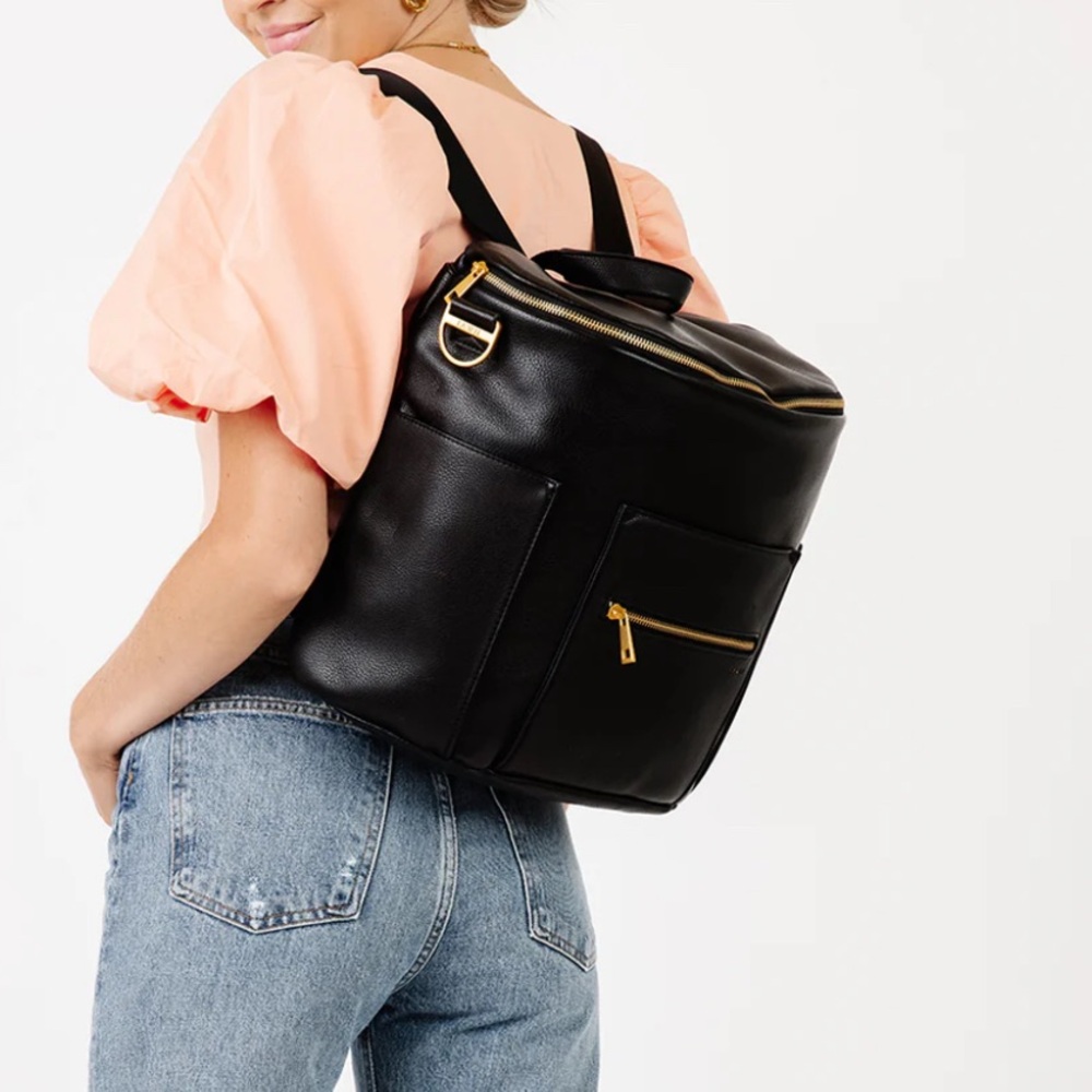 Fawn Design diaper bag black gold hardware